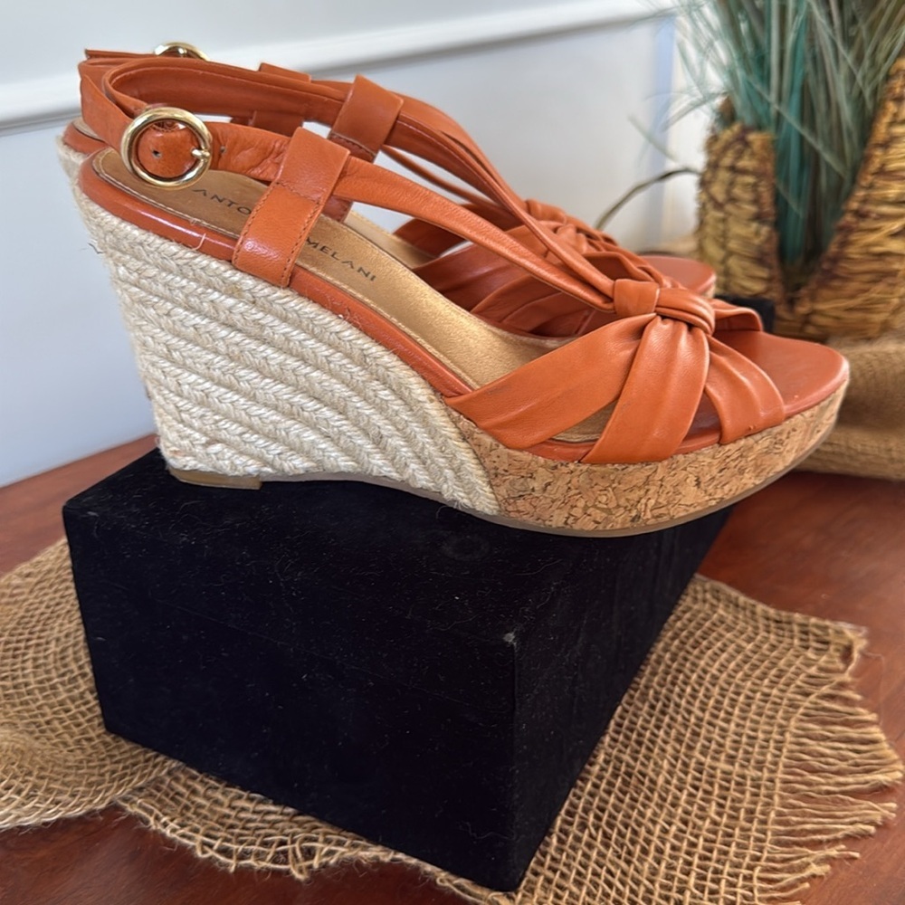 Antonio Melani Women's Orange Wedge Sandals size 7.5 - Picture 3 of 7